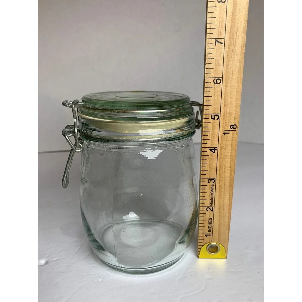 Vintage Clear Glass Wire Bale Jars Swing Top Clamp Lid Canisters Mixed Lot of 3‎
